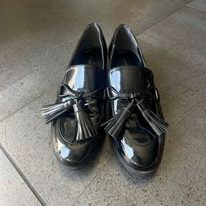 MARC FISCHER Footwear Black vegan patent leather slip on loafers